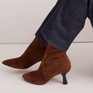Madewell The Justine Ankle Boot in Dark Coffee Leather Suede
